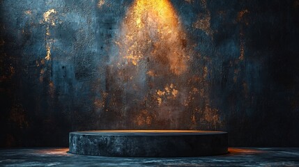 Wall Mural - bold dramatic concrete podium with spotlight for bold product presentation