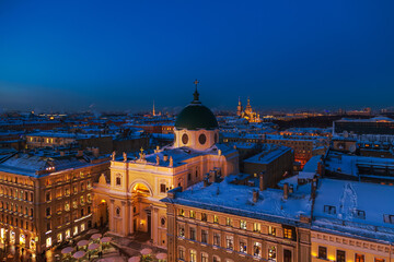 Wall Mural - Aerial view of St. Catherine's Basilica and the Church of the Savior on Spilled Blood from the Duma Tower.