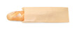 © New Africa - Freshly baked baguette in paper bag isolated on white, top view