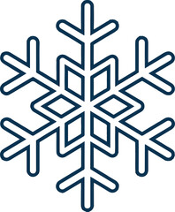 A minimalist snowflake logo for a winter on white background.