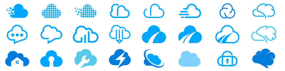 set of cloud logo design inspiration. cloud logos icon template vector set.