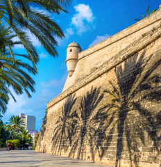 Poster - Promenade along the fortifications and old city walls of Palma de Mallorca, Balearic Islands, Spain