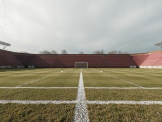 Wall Mural - Distressed, textured football field, faded paint, grunge aesthetic, backdrop, dark, abstract