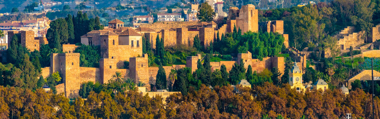 Sticker - Comprehensive view of the ruins of the Alcazaba complex, the Caliphs' palace during the arab rule, Malaga, Andalusia (Andalucía), Spain