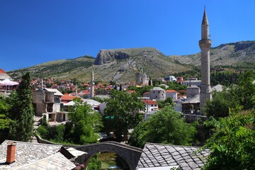 Sticker - Minarets in Mostar city