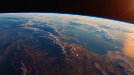 Poster - Stunning earth view at dawn from space, highlighting vibrant colors and atmosphere