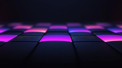 Canvas Print - Abstract glowing purple and pink grid.