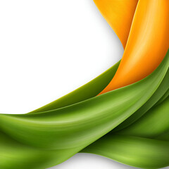 Wall Mural - an abstract design featuring flowing ribbons in green and orange hues.