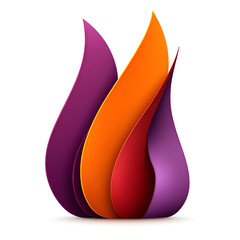 Poster - an abstract design featuring colorful flame-like shapes in purple, orange, and red hues.