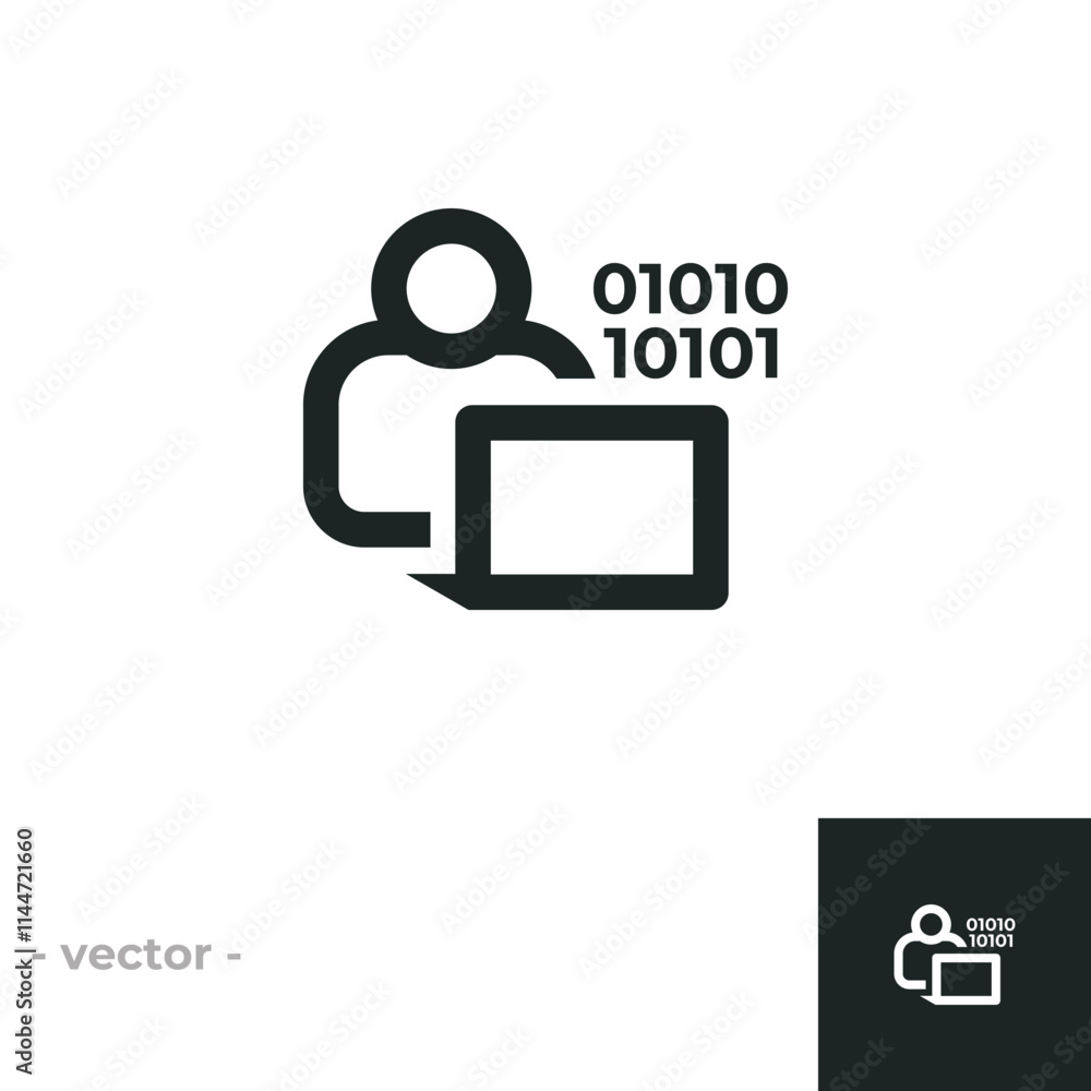 Programmer icon isolated on white background. Vector illustrations are ...