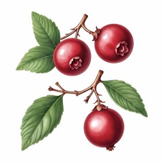 Canvas Print - Detailed illustration of a cranberry isolated on white background
