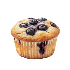 Blueberry muffin isolated on white background