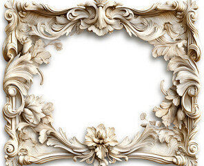 Wall Mural - A frame of carved wood with white background