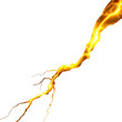 © PNG - Golden lightning bolt isolated on white background electric discharge flash thunderbolt power energy nature current shock bright danger thunderstorm sky weather electricity power light effect voltage