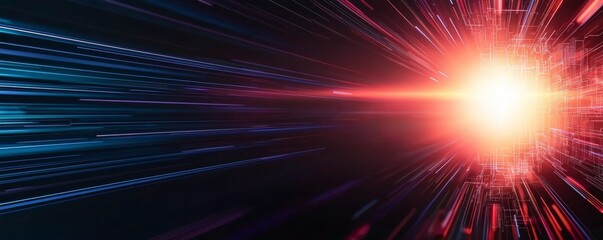 Wall Mural - a vibrant, abstract representation of light rays and energy bursts, conveying a sense of speed and d