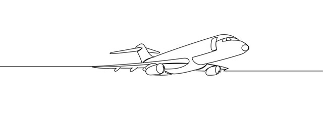 Wall Mural - airplane line art style vector with transparent background editable stroke.