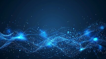 Wall Mural - abstract blue wave particle background: digital art