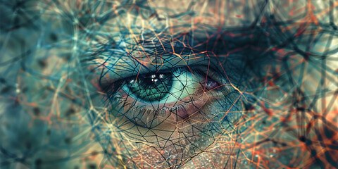 Human Eye with Overlaid Network Pattern