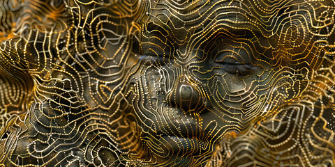 Digital Rendering of a Face with Overlayed Network Pattern