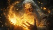 © Fairtrade789 - A powerful wizard summoning a magical barrier of light with ancient symbols glowing around his hands