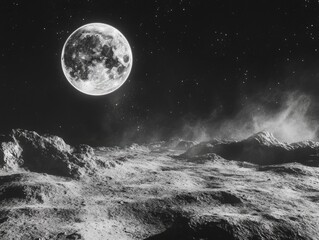Wall Mural - Full Moon Black And White