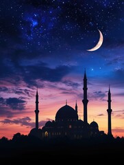 Wall Mural - moonlit building