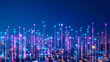 © NPix - Futuristic Cityscape with Neon Lights and Digital Data Streams