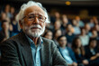 © Юля Бурмистрова - Elderly leader captivates audience with inspirational words and warmth. Generative AI