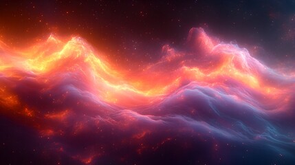Captivating digital art visualization of a wave packet undergoing scattering and spreading into different frequencies creating a dynamic flow of colorful patterns energy and motion
