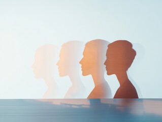 Abstract Silhouettes at Roundtable Discussion with Surreal Reflections