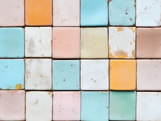 Canvas Print - Abstract Indian Ceramic Tiles in Pastel Hues Showcasing Traditional Artistry