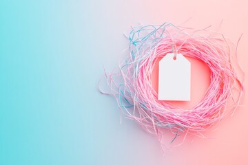 Leinwandbilder - Pastel Digital Aesthetic Symbolic White Tag on Colorful Nest