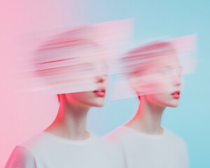 Aufkleber - Dreamlike Minimalism in Educational Discourse Surreal Blurred Faces and Floating Papers