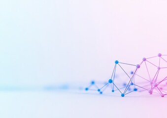Fototapete - Abstract Digital Network with Pastel Gradients on White Background