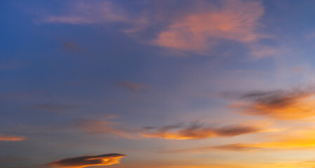 Wall Mural - sunset sky background. beautiful bright sunset sky with clouds.
