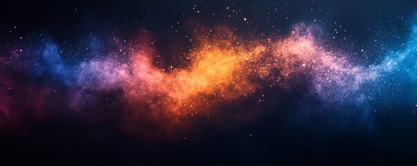 Wall Mural - Grainy gradient background blue green orange abstract glowing color wave, black dark backdrop noise texture banner poster header design, Generative AI