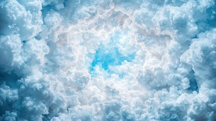 Wall Mural - Bright blue sky seen through fluffy white clouds.