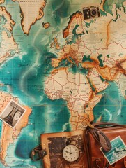 Aufkleber - Travel memories displayed on a world map highlighting exciting adventures and exploration opportunities. Generative AI