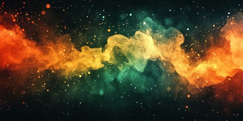 Wall Mural - Dark grainy gradient background teal orange light blue black red noise texture banner backdrop glowing colors poster design, Generative AI