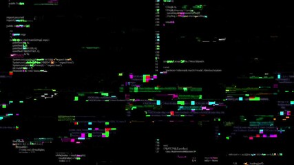 Wall Mural - glitching code on screen, lines hacking code computer screen code, glitch effect, error system failu