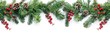 © Oleksandr - Tree Garland. Christmas Isolated Evergreen Garland with Berries and Cones for Decoration