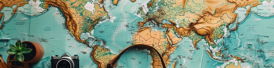 Aufkleber - Travel memories laid out on a world map with room for additional notes and ideas for future adventures. Generative AI