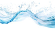 © mahamad - The splashing and flowing of transparent water against a white background.