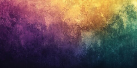 Wall Mural - Abstract purple green yellow grainy gradient background dark retro poster header banner backdrop design, Generative AI