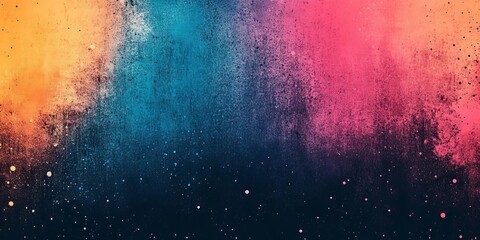Wall Mural - Vibrant grunge grainy background, blue orange red black noise texture color gradient, backdrop header poster banner design, Generative AI