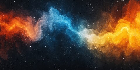 Wall Mural - Grainy gradient background retro glowing color flow wave orange blue white yellow black backdrop noise texture abstract banner poster header design, Generative AI
