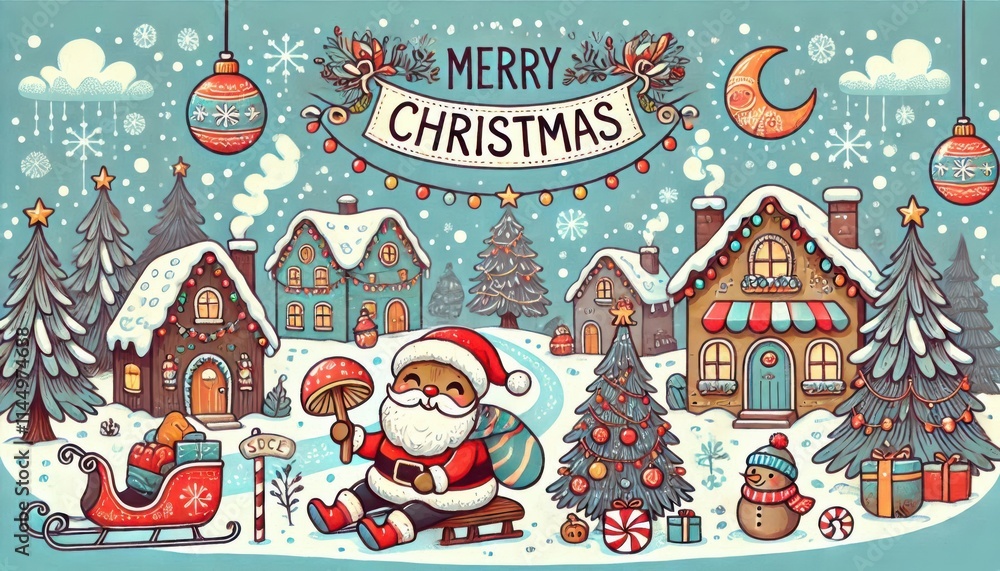 christmas card with santa claus and gifts content created with ...