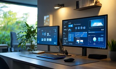 software developer working on computer in office