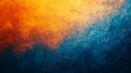 Wall Mural - Orange blue vibrant color gradient background, grainy texture effect, web banner design, Generative AI