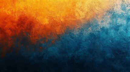 Wall Mural - Orange blue vibrant color gradient background, grainy texture effect, web banner design, Generative AI
